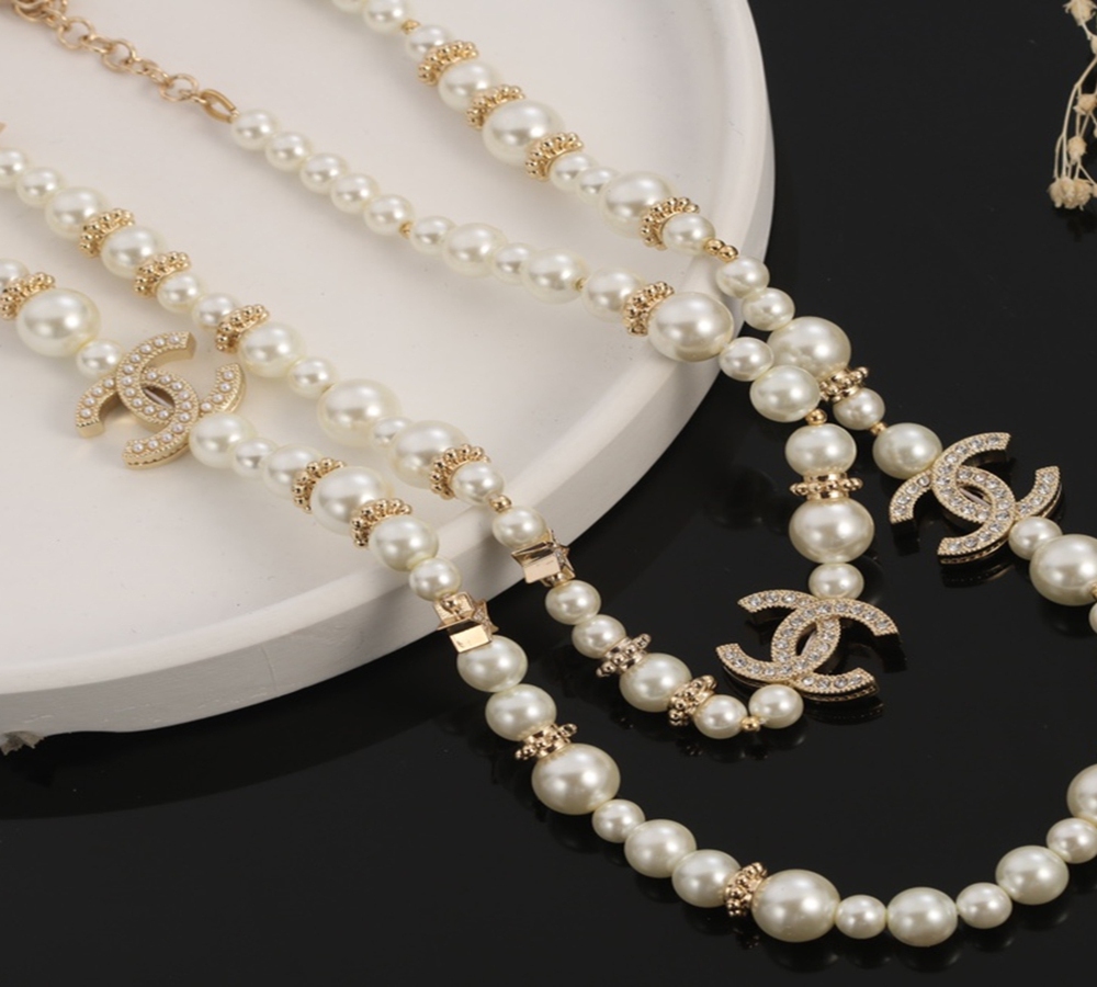 CHANEL Double Layer Pearl Long Necklace with CC Logo - Picture 9 of 9